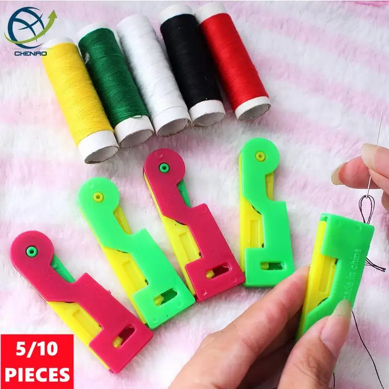 5Pcs/Lot Plastic Multi-functional Needle Threader  Elderly Convenient Automatic Sewing Needle Threader Thread Guide Tools