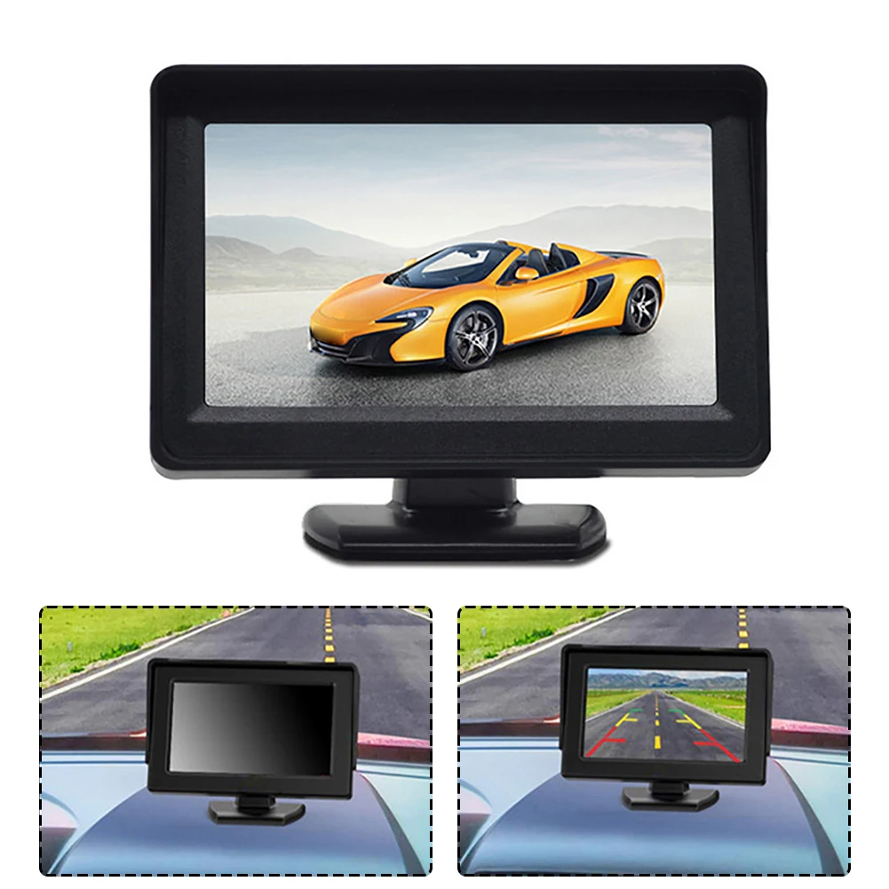 4.3Inch TFT LCD Car Reversing Screen DC 9V-36V For Rear View-Kit Reverse Parking Camera Car Monitor With Power Cord
