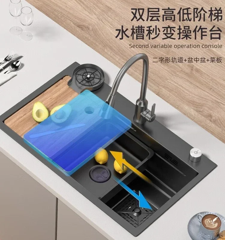 

Кухонная мойка, утолщенная раковина из нержавеющей стали, большая многофункциональная бытовая посудомоечная мойка с одним слотом, ручная работа