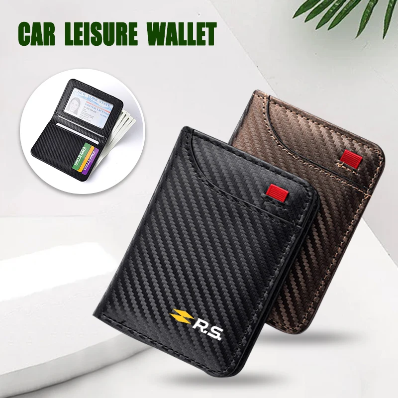 Carbon Fiber Car Driving Document bag ID Passport Card Wallet Card Pouch For Renault RS Captur Megane Clio Koleos Kwid Duster