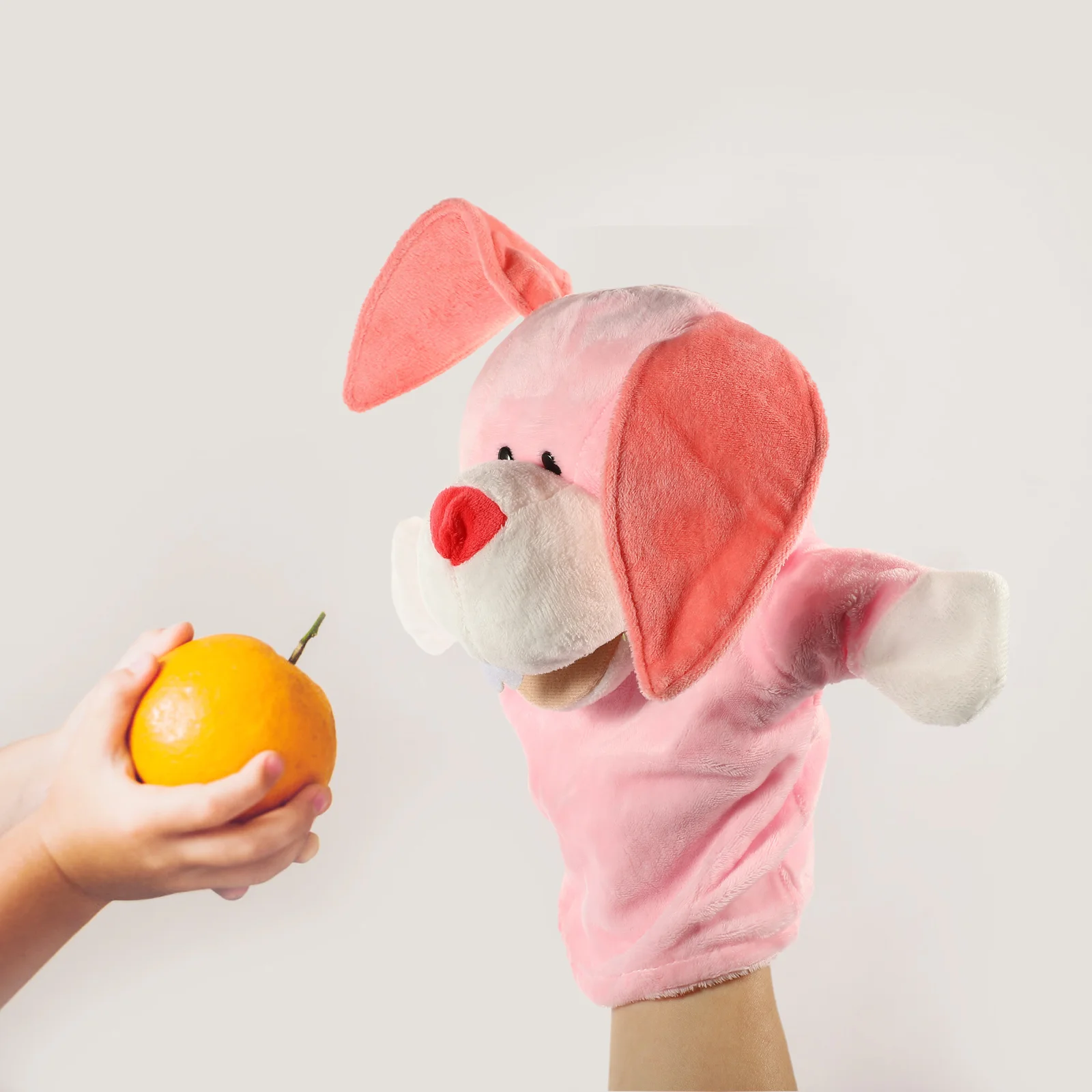 หุ่นมือการศึกษาของเล่นบ้าน Interactive Plush Bunny ของเล่นเด็กหุ่นนิ้วมือ