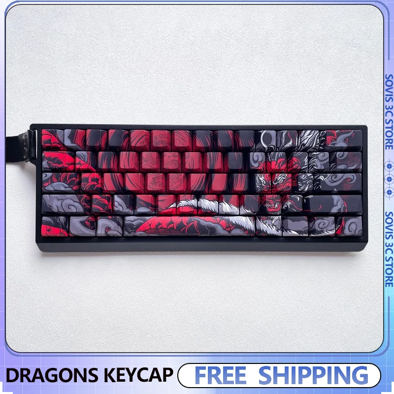 

Dragons Theme Keycap Cherry Profile Keycaps PBT Sublimation Key Caps Mechanical Keyboard for 60/64/68/75/87 Custom Accessories