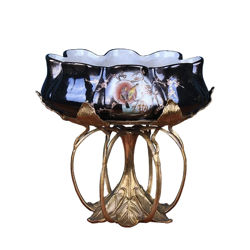 

New Chinese classical blue and white porcelain fruit plate snack plate pottery living room coffee table