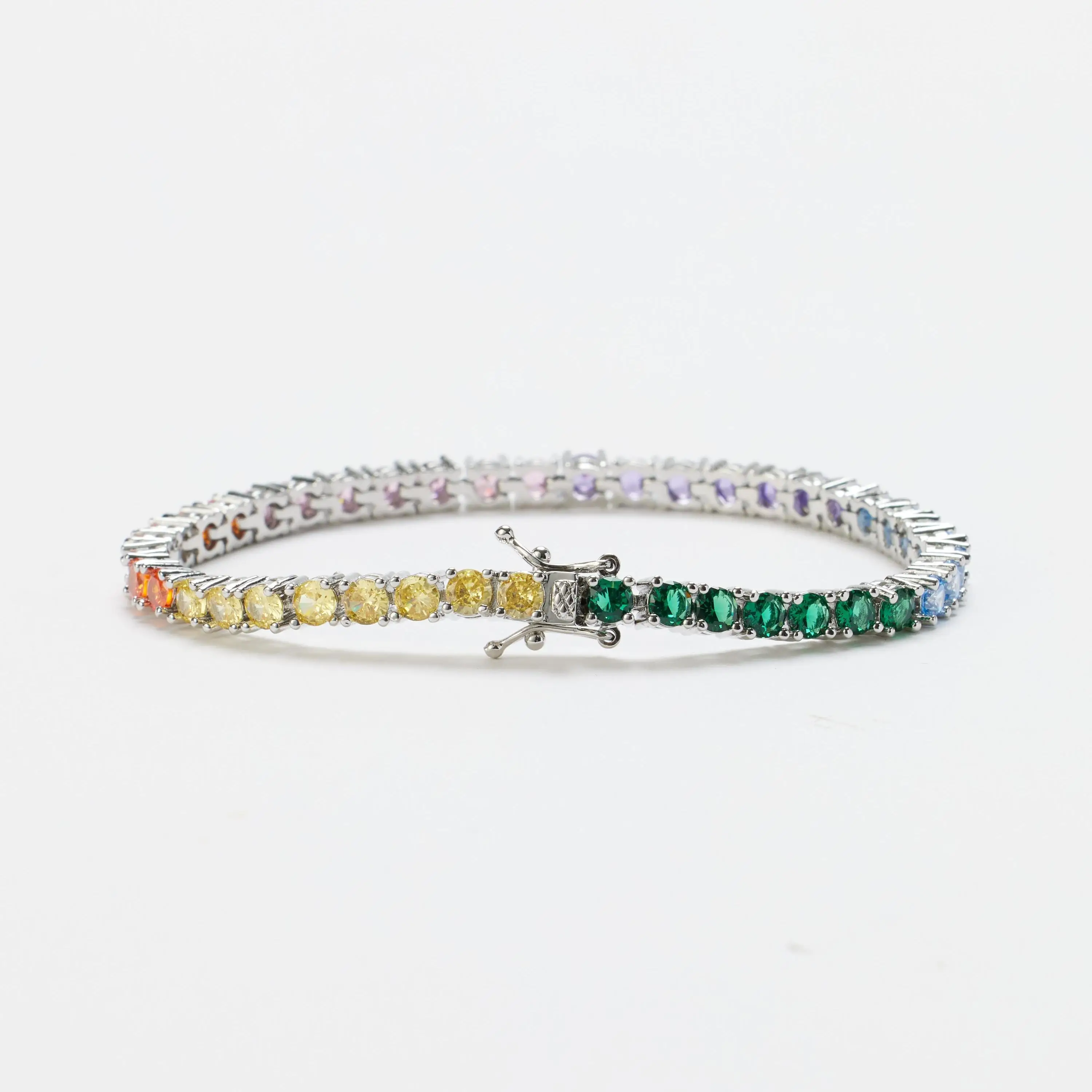 

ICE HUE Tennis Bracelet for Women Men, Colourful Zirconium Iced Out Tennis Chain 3.5mm Bracelet with Jewelry Box, Gift For Love