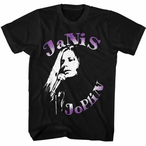 Janis Joplin on the Mic Men's T-Shirt Microphone Rock