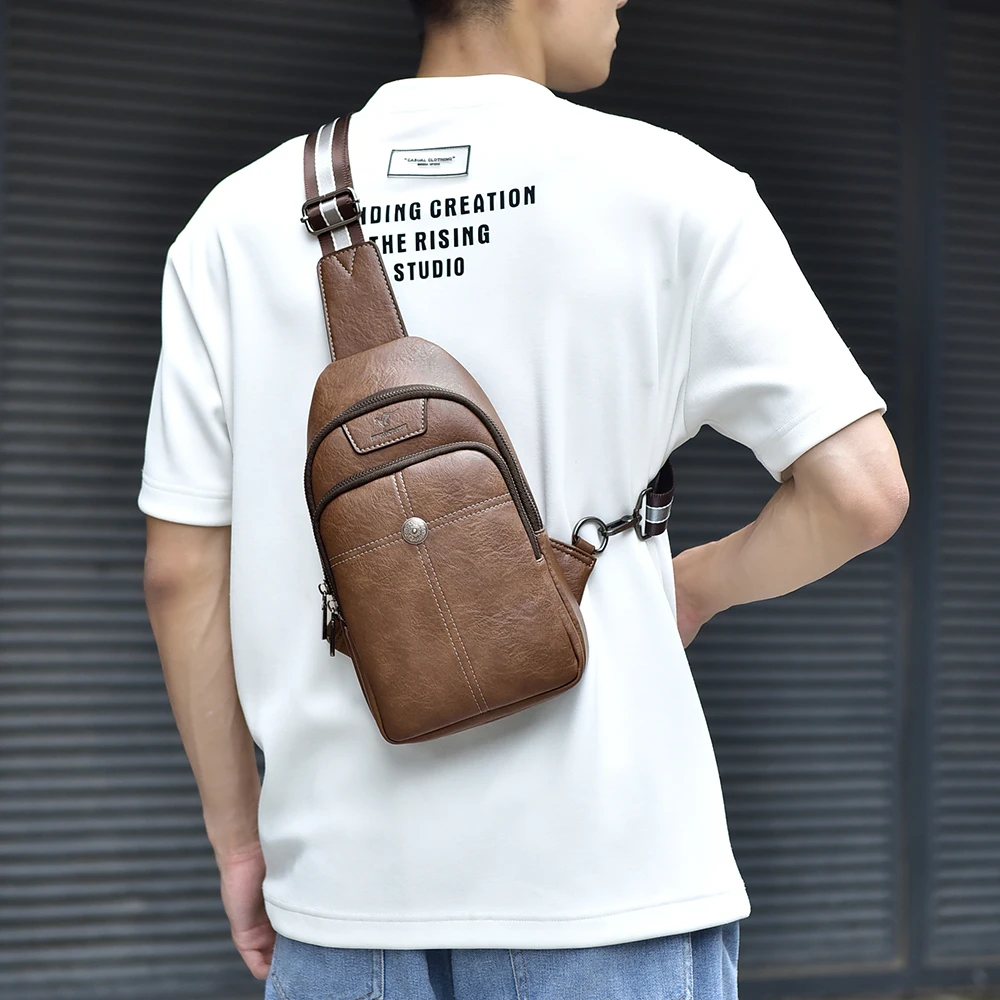 

New Men‘s Vintage leather Satchel Shoulder Sling Chest Pack Multifunctional Outdoor Small Shoulder Bag bandolera hombre 슬링백