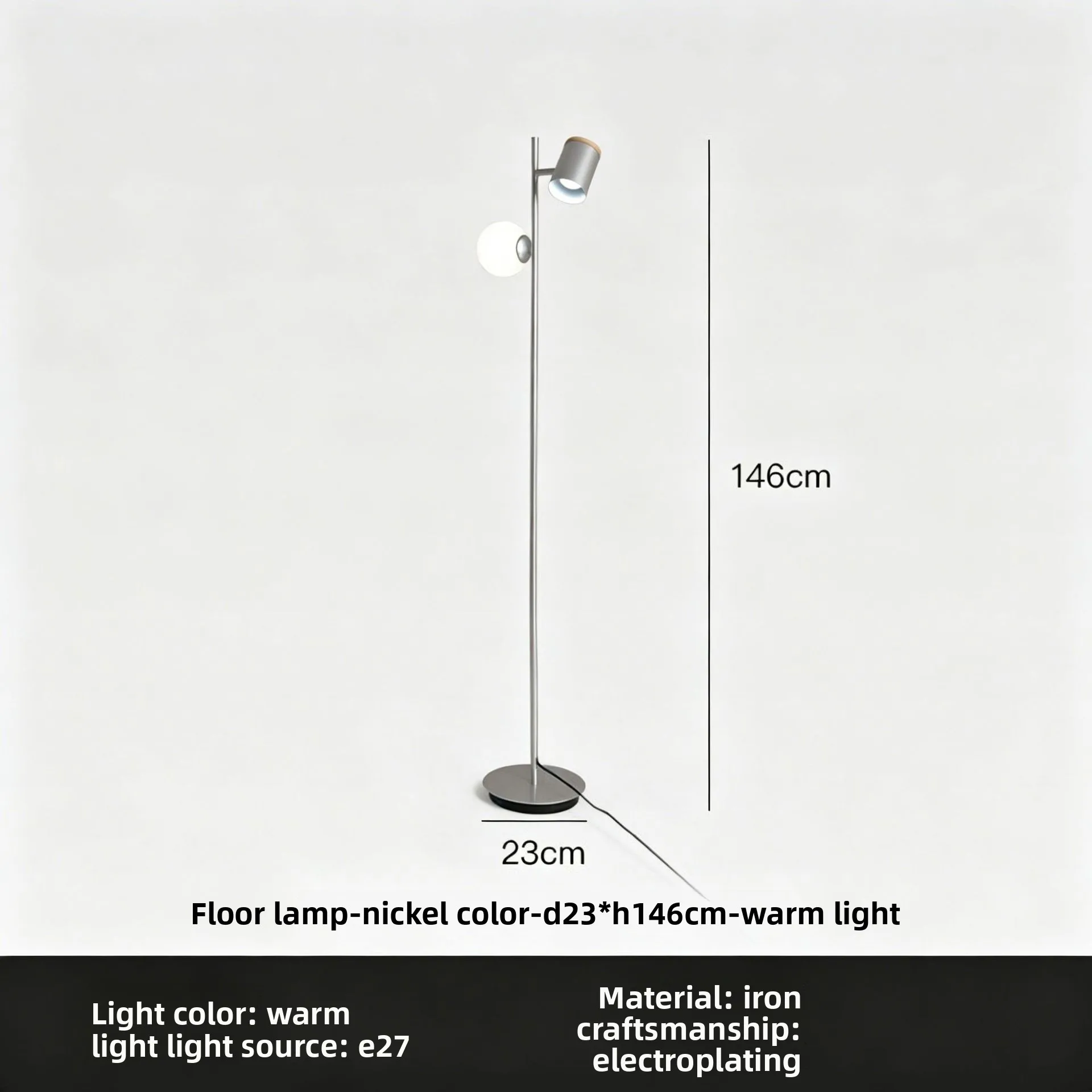 Metalen Bauhaus vloerlamp uit Denemarken, verstelbaar, leeslamp, sfeerverlichting, staande lamp voor de woonkamer.