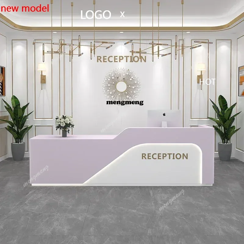 

H132 Design Luxury Reception Desk Luxury Plexiglass Furniture Salon White Church Pulpit Moveable Minimalist Mostrador Home Furni