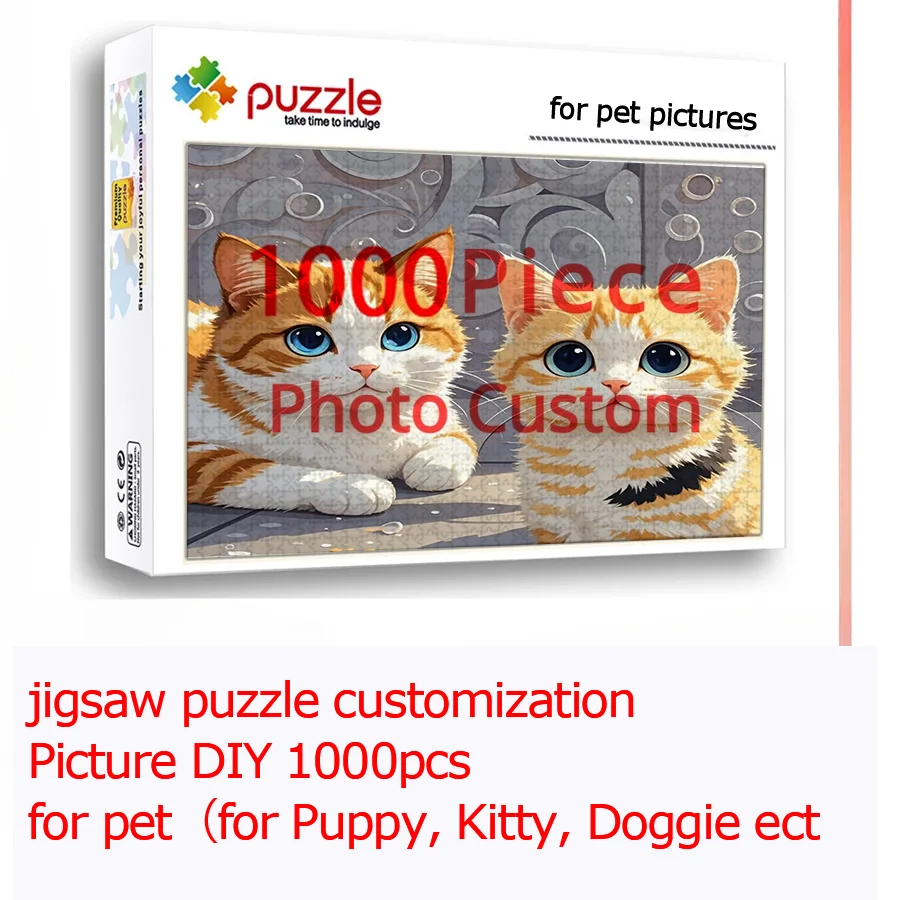 Customized 1000 Piece White Card Paper Jigsaw Puzzle Personalize Your Pet Souvenir with High-Quality Photos for Dogs Cats Birds