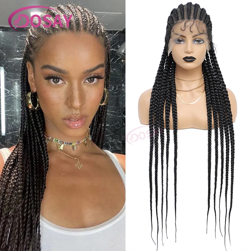 

Synthetic African Hair Durable Lace Front Braided Wigs Dosay Ginger Brown Wig Drag Queen Laces Naturel Femme Cornrows Braids