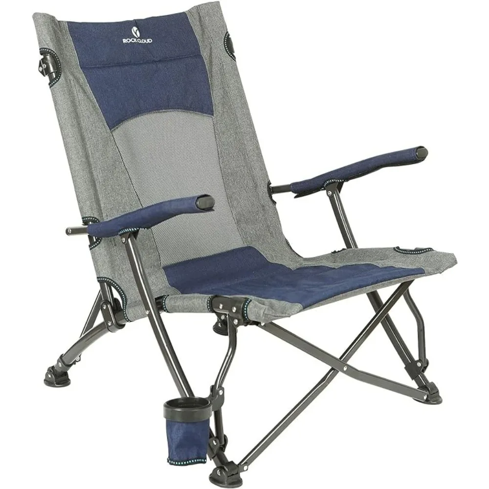 

Portable Folding Camping Chair Low Beach Chairs for Camp Lawn Hiking Sports Hunting, Navy