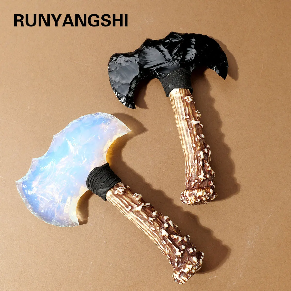 1PC Crystal Opal Axe | Natural Stone Model Obsidian Hatchet | Polished Unbladed Craft | Crystal Decorative Art Not a real weapon