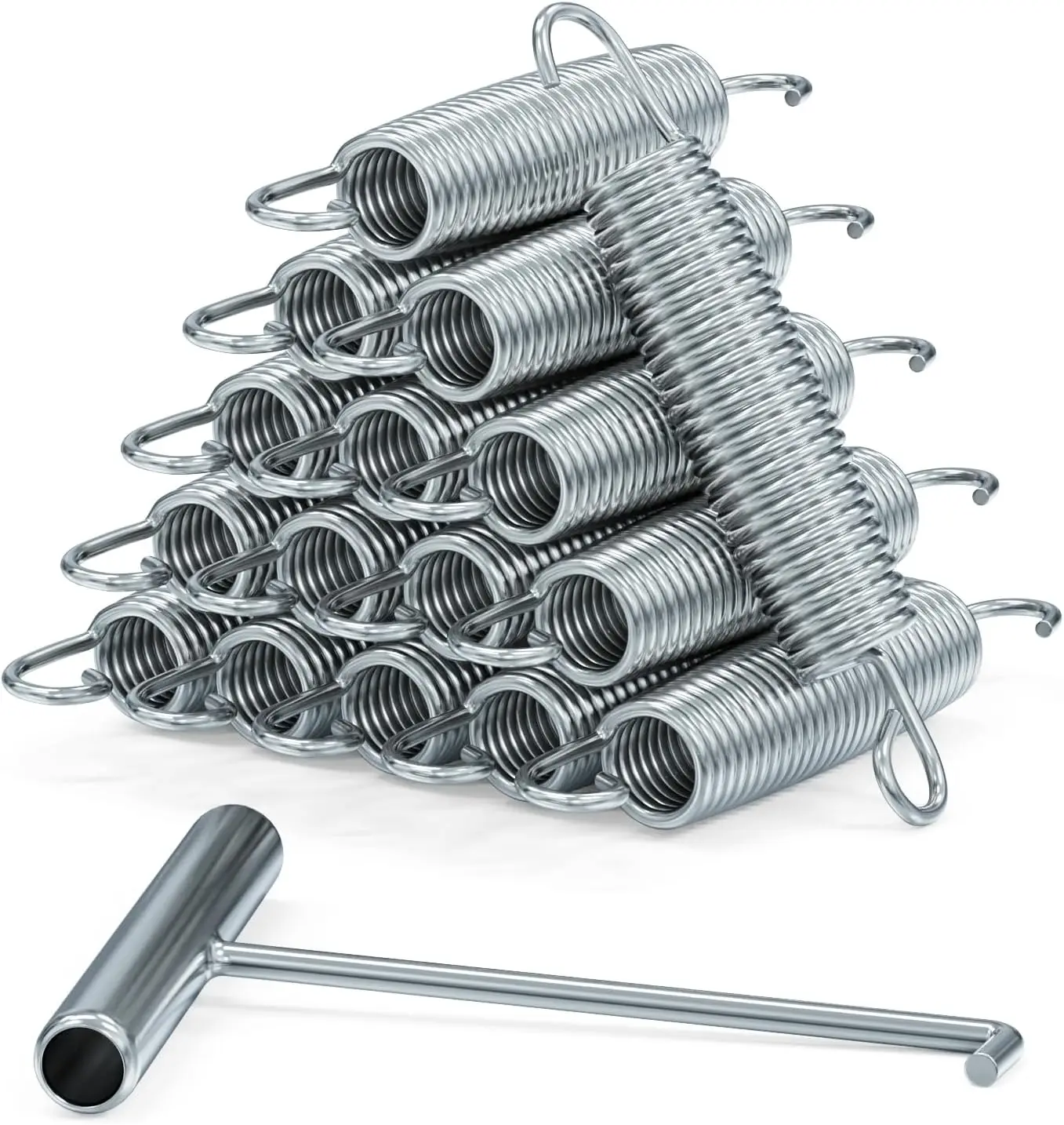 

Heavy Duty Trampoline Springs, 16-Pack with T-Hook Tool, 5.5-7 Inch