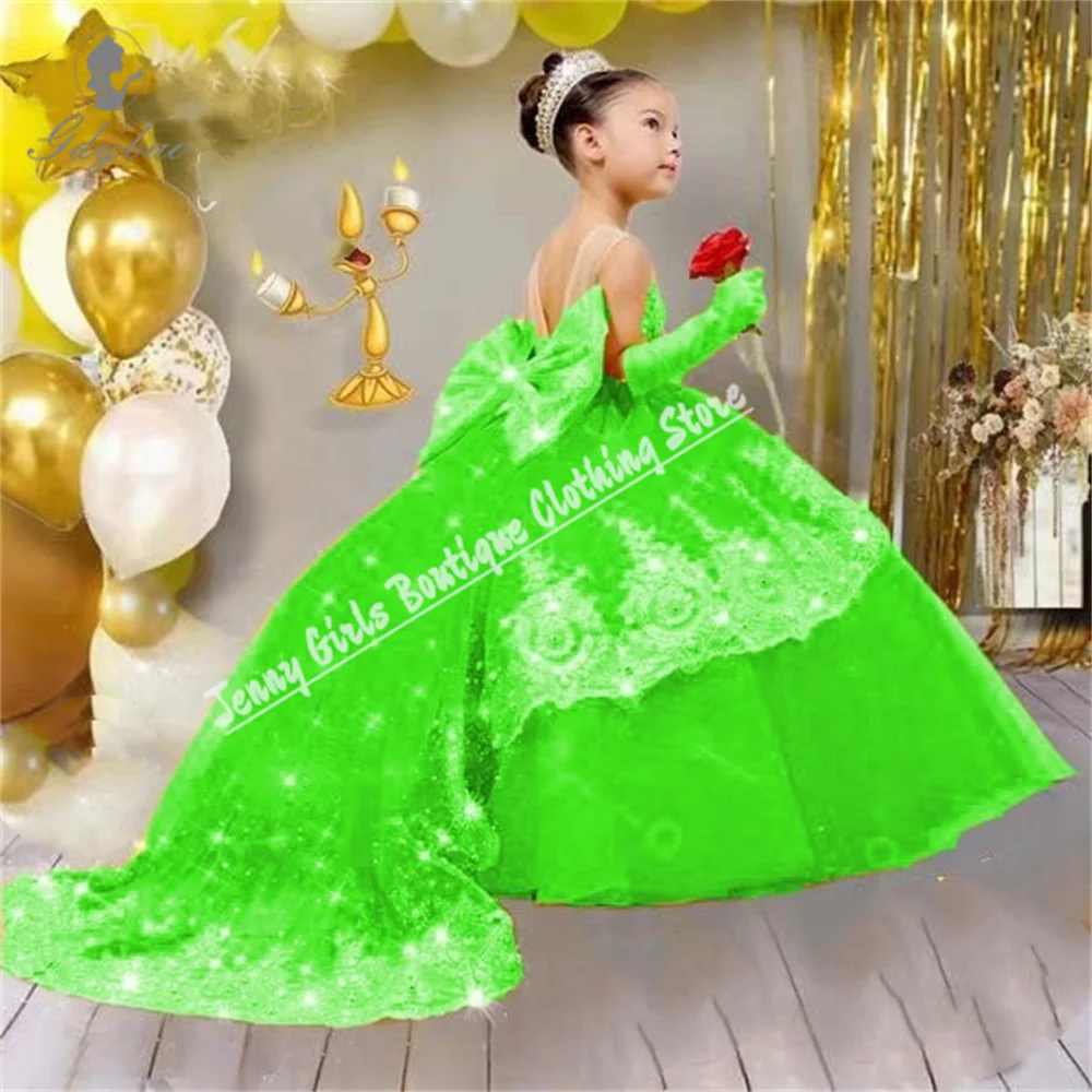 Gold Toddlers Beaded Flower Girl Dresses for Wedding With Bow Weddings Proms Parties Festivals Official Events