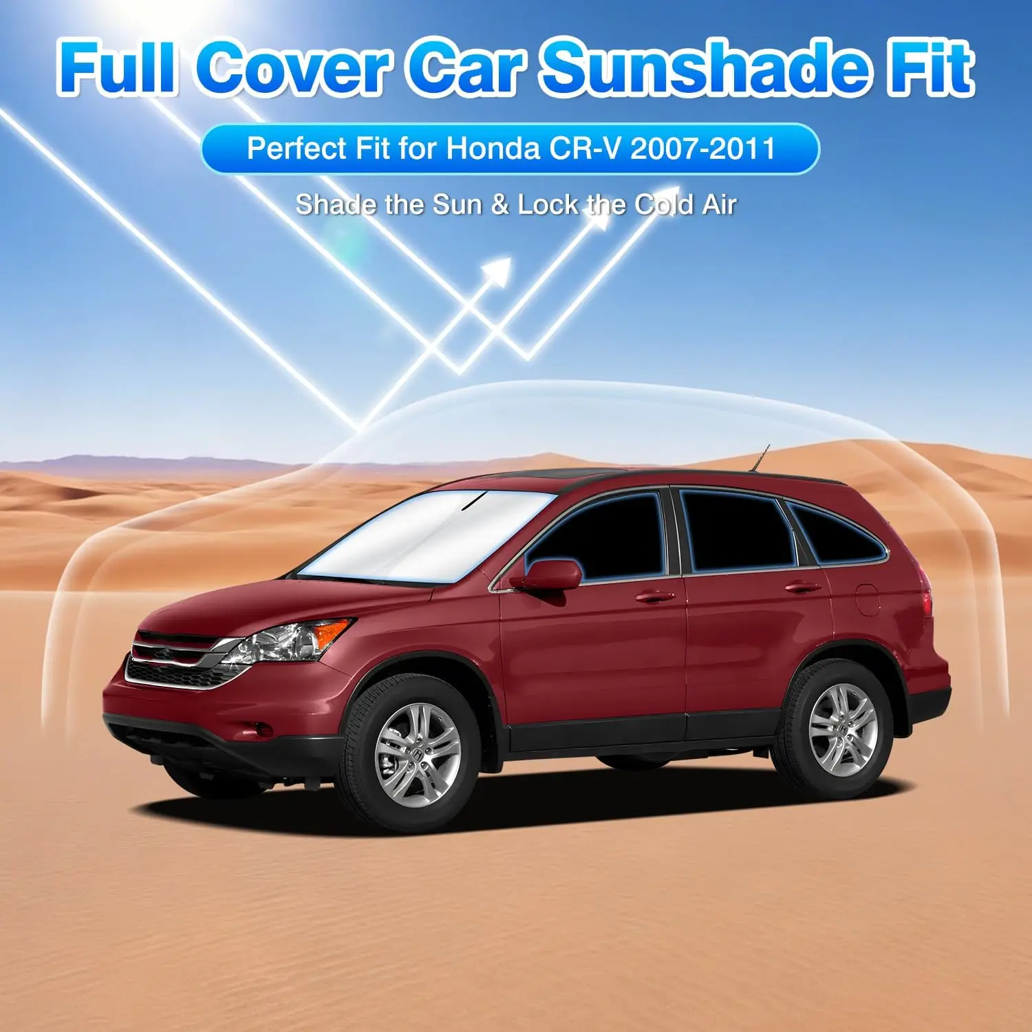 Windshield Sun Shade for 2007-2011 SUV, 8PCS Car Window Shades, Thickened UV Blocking & Blackout Privacy Foldable Sunshades, Keep Cool Sun Visor Covers, Accessories