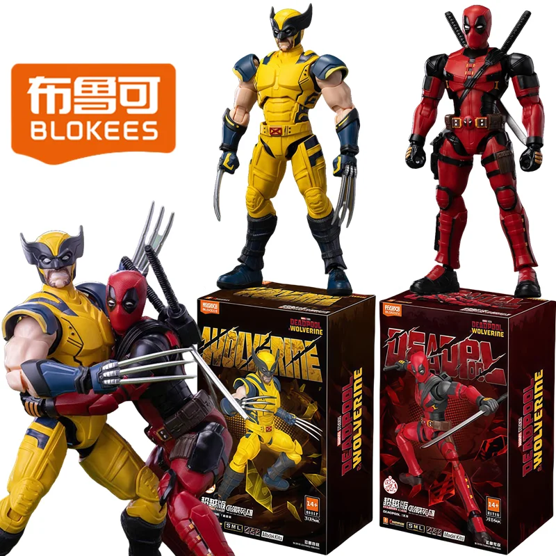

НОВЫЙ оригинальный Blokees Дэдпул и Росомаха, экшн-фигурка, совместные модели мобильности, статуя в сборе, игрушки, украшение для стола, праздничные подарки