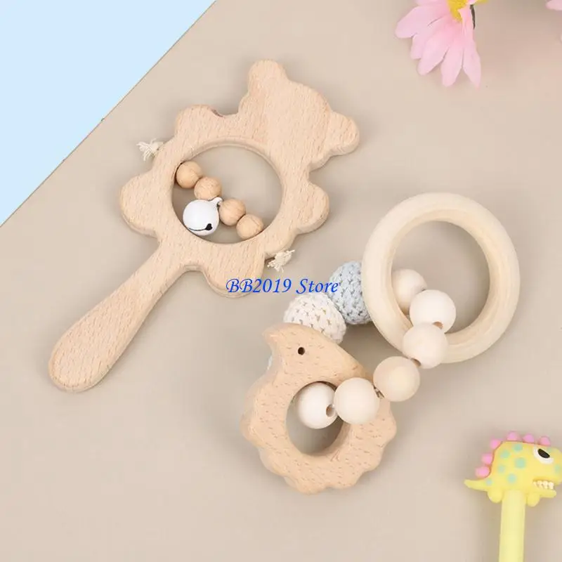 Q0KB Haak Beadbracelet kinderziektes verlichting Rammelaar Rammelaar Infant Music Toy Handbell