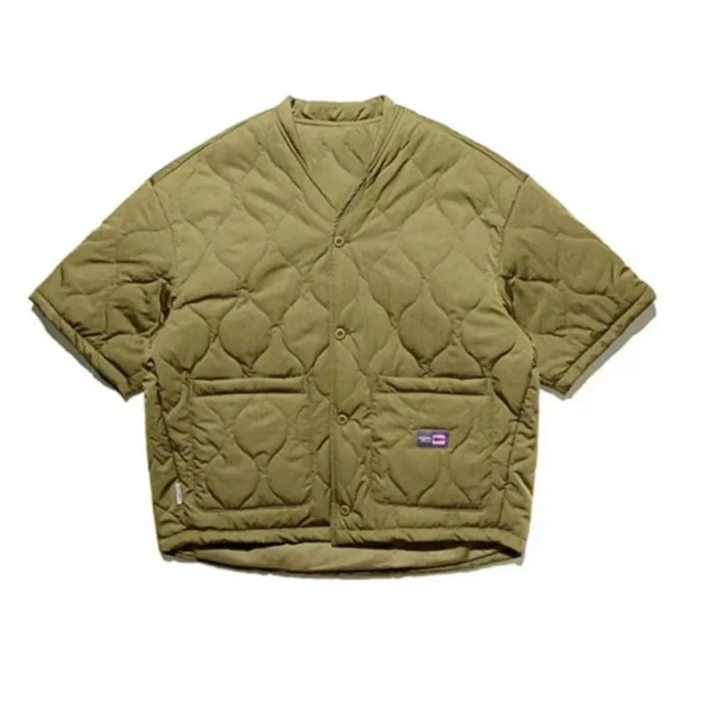Men's Retro Cotton-Padded Casual Jacket with Half Sleeve Design Loose Fit Warm Parkas Coat for Autumn and Winter Outdoor Wear