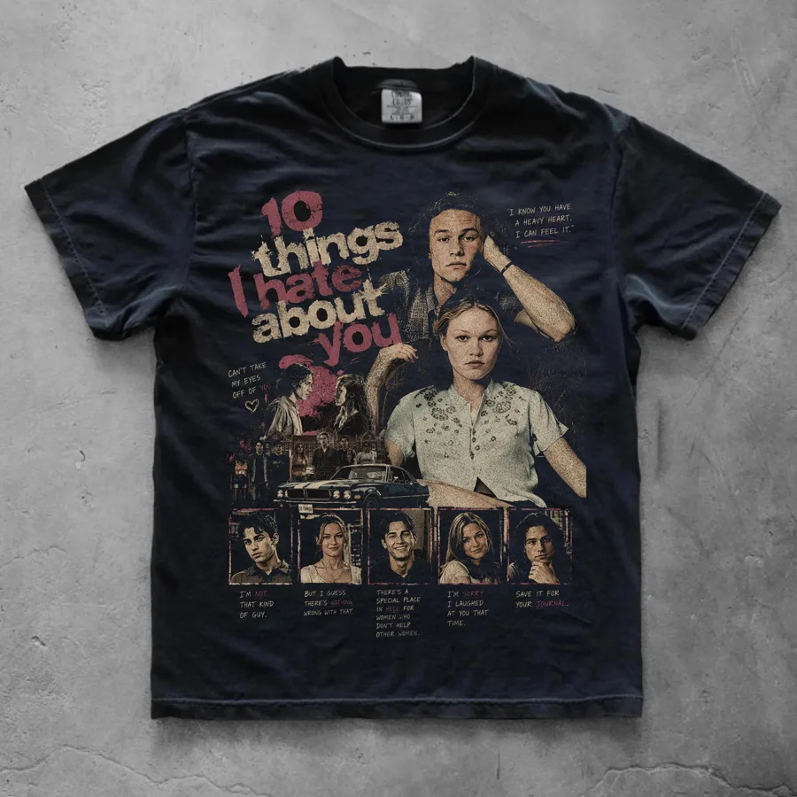 10 Things I Hate about You Shirt Vintage Tee T-Shirt 90s Rom Com Tshirt Movie Unisex Short-sleeved Street Casual Tops Clothing