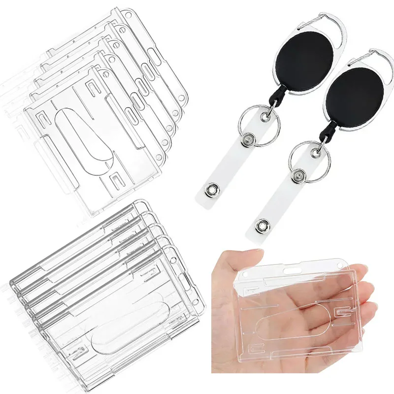 

Women Men Plastic Work Card Holders Multi-use Hard PVC Badge Work ID Card Holder Protector Covers Case Office Supplies