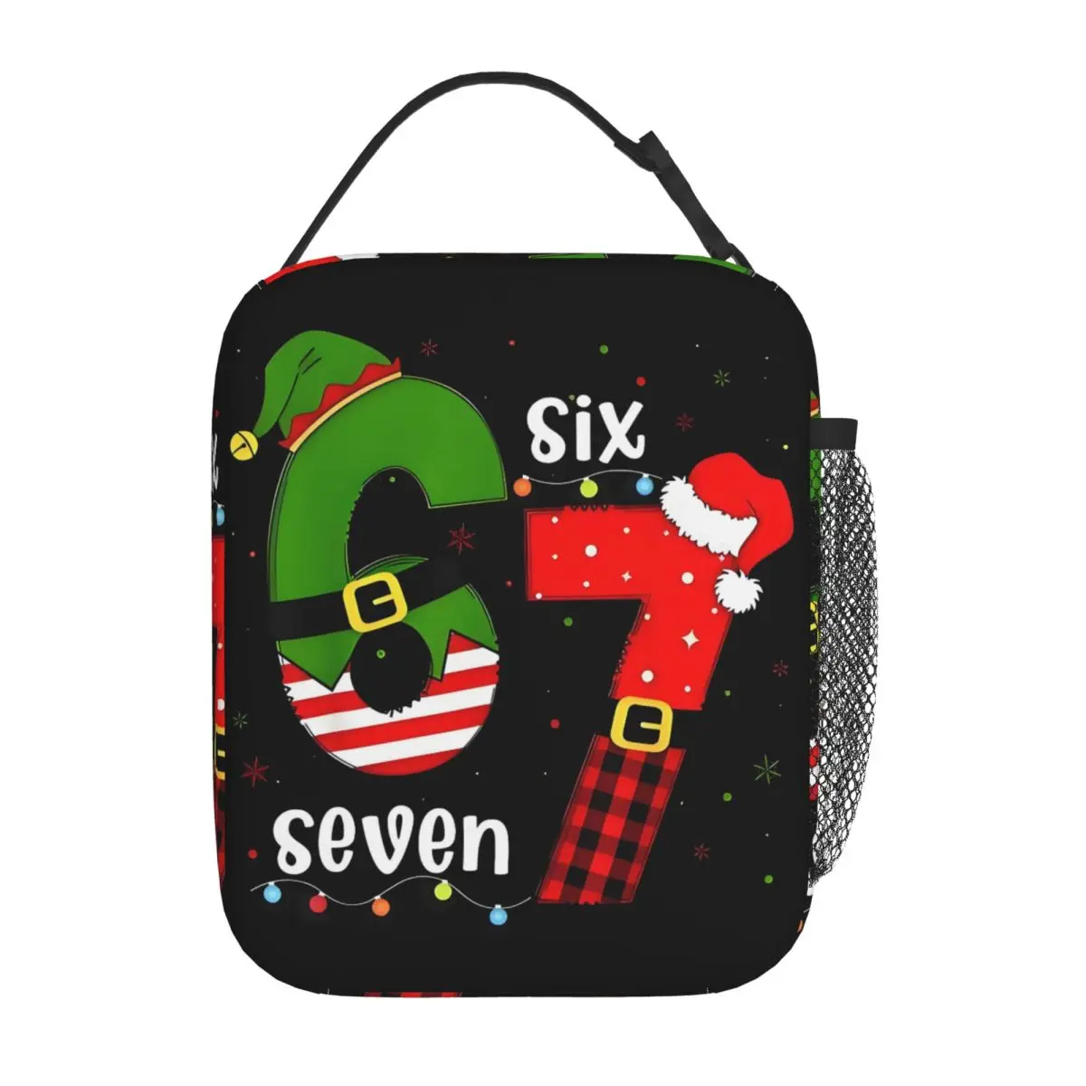 Custom Six Seven 67 Portable Lunch Boxes Waterproof Santa Elf Thermal Cooler Food Insulated Lunch Bag School