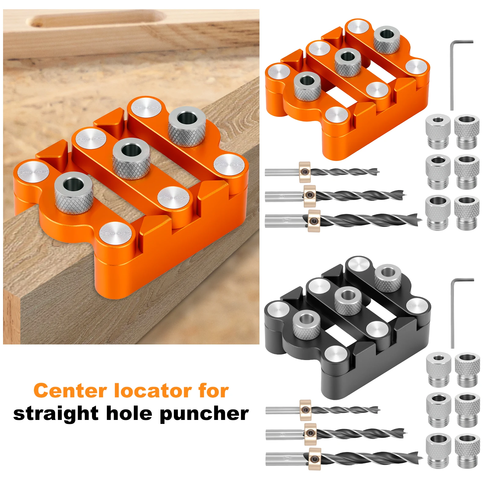 

Woodworking straight hole punch center locator Aluminum Alloy Adjustable Clamp Woodworking Centering Hole Positioning Jig