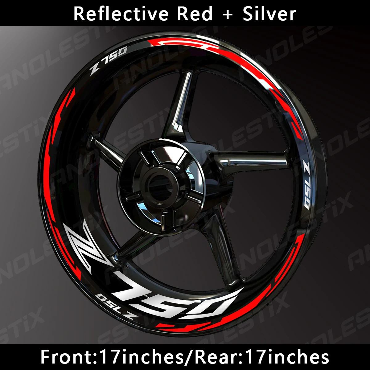 AnoleStix Reflective Motorcycle Wheel Sticker Hub Decal Rim Stripe Tape For Kawasaki Z750