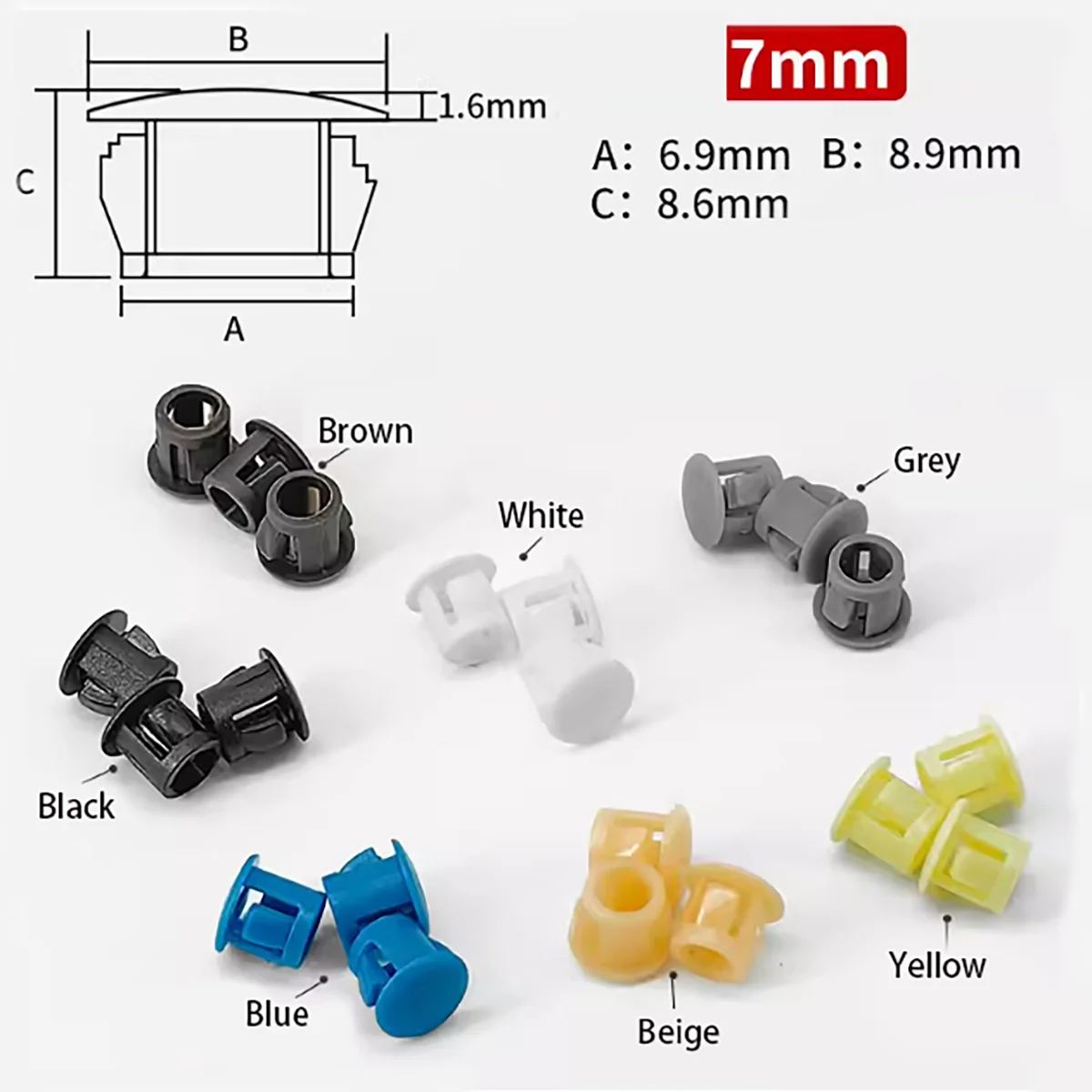 Zwart Wit Grijs Geel Bruin Nylon Plastic Eindkap Doorvoerknop Drukknopen Afdekking Paneel Boor Nylon Gat Plug 5 6 7 7.5Mm