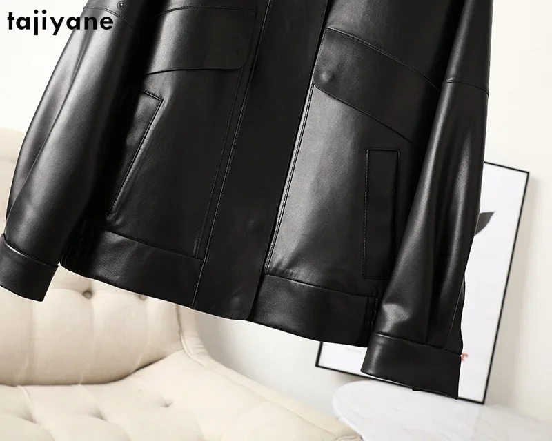 Tajiyane Real Leather Jacket Women Genuine Sheepskin Coat Stand Collar Autumn Winter Casual Loose Leather Jackets Vintage Coats