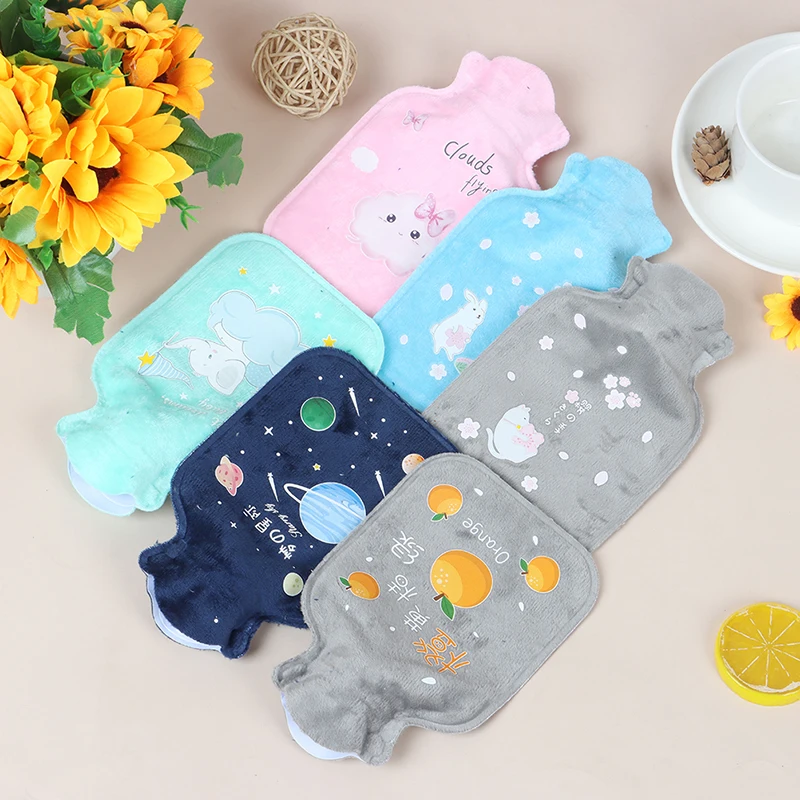 Tummy Warmers Hot Water Bottle Rubber Bag Cute Cartoon Warm Relaxing Safe Heat Cold Large Plush Cloth Hot Water Bag