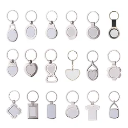 10pcs Metal Keychain Sublimation Blank Keyring With Aluminum Board Creative Pendants Blanks For Heat Transfer Print Logo Image