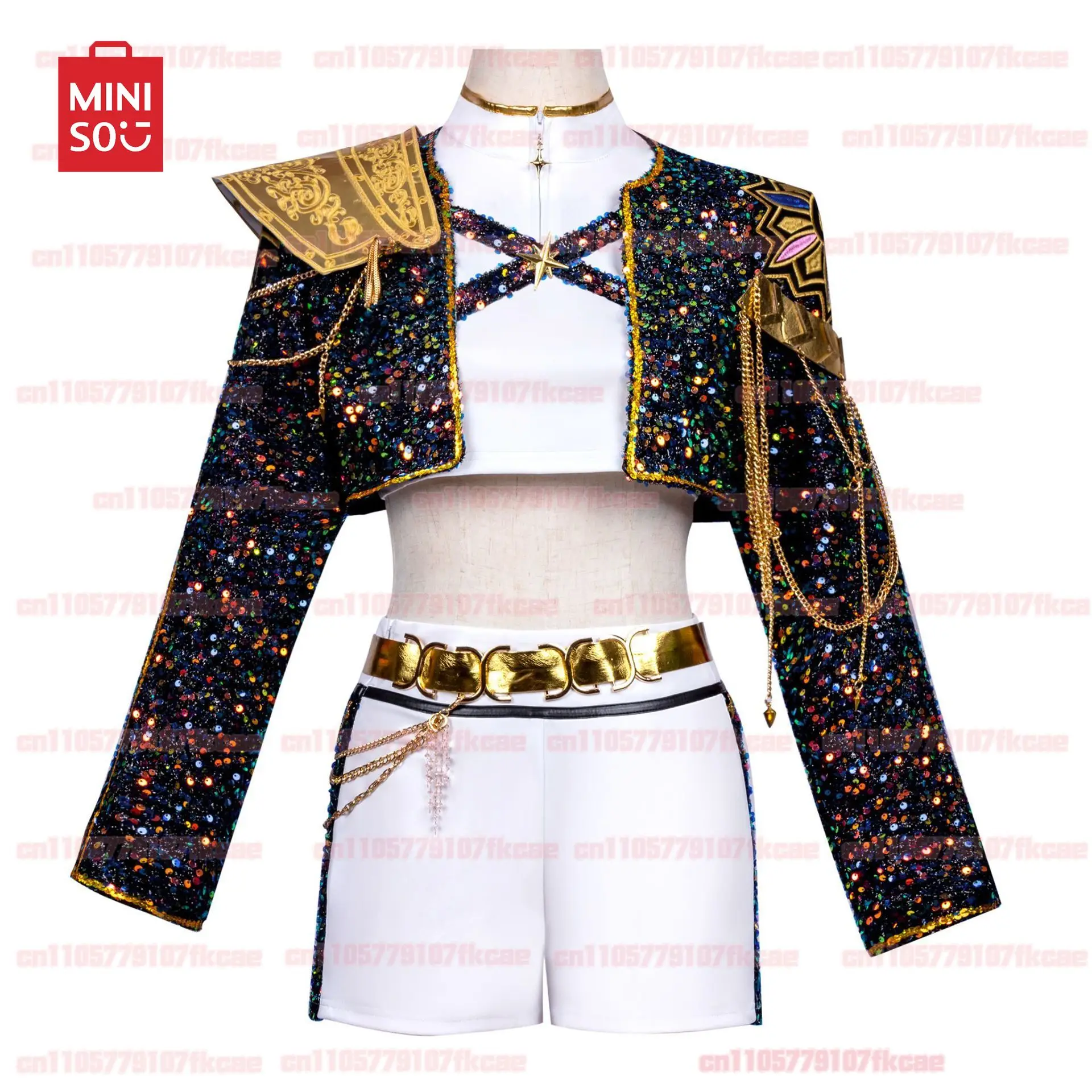 MINISO adulto Ragazze kpop Demon Hunters 2025 Cosplay Mira Rumi Zoey Nero Oro Abbigliamento Perfetto set da donna per Halloween