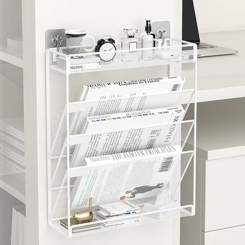 4段メッシュオーガナイザー-デスクファイル整理-ハンギングウォールマウント-ドキュメントスタンド-デスクトップ垂直メールペーパーフォルダーホルダーラック