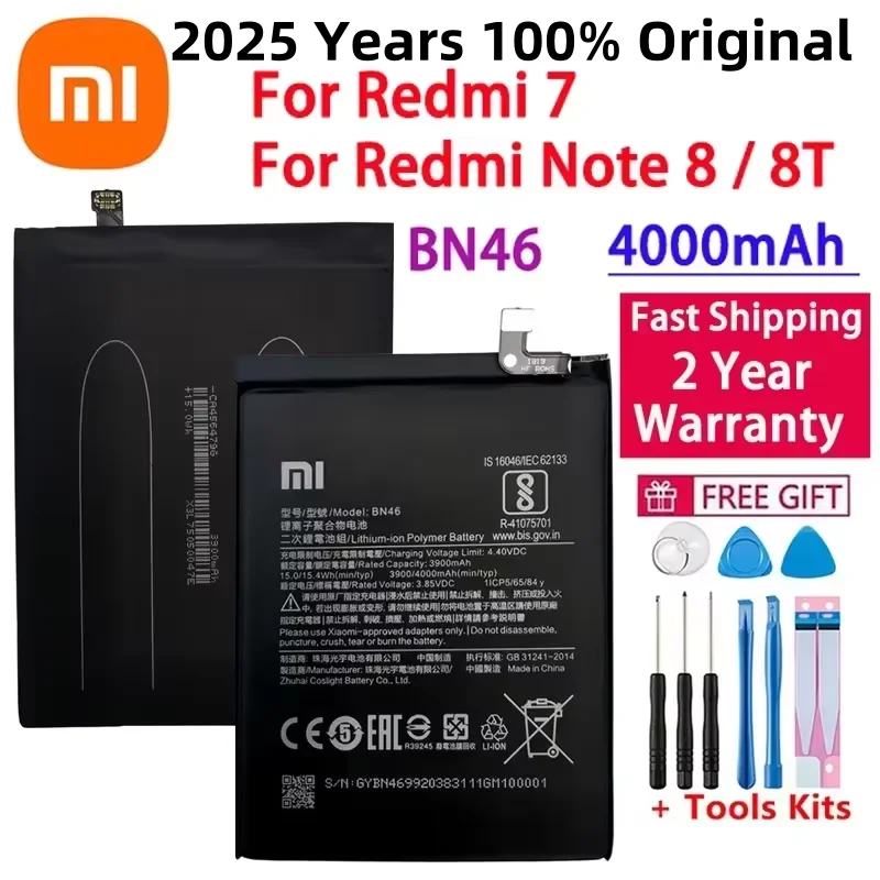 

2025 Orginal Phone BN46 4000mAh Battery For Xiaomi Redmi Note 8 8T Note8 Note8T Redmi 7 Redmi7 Replacement Batteries Bateria