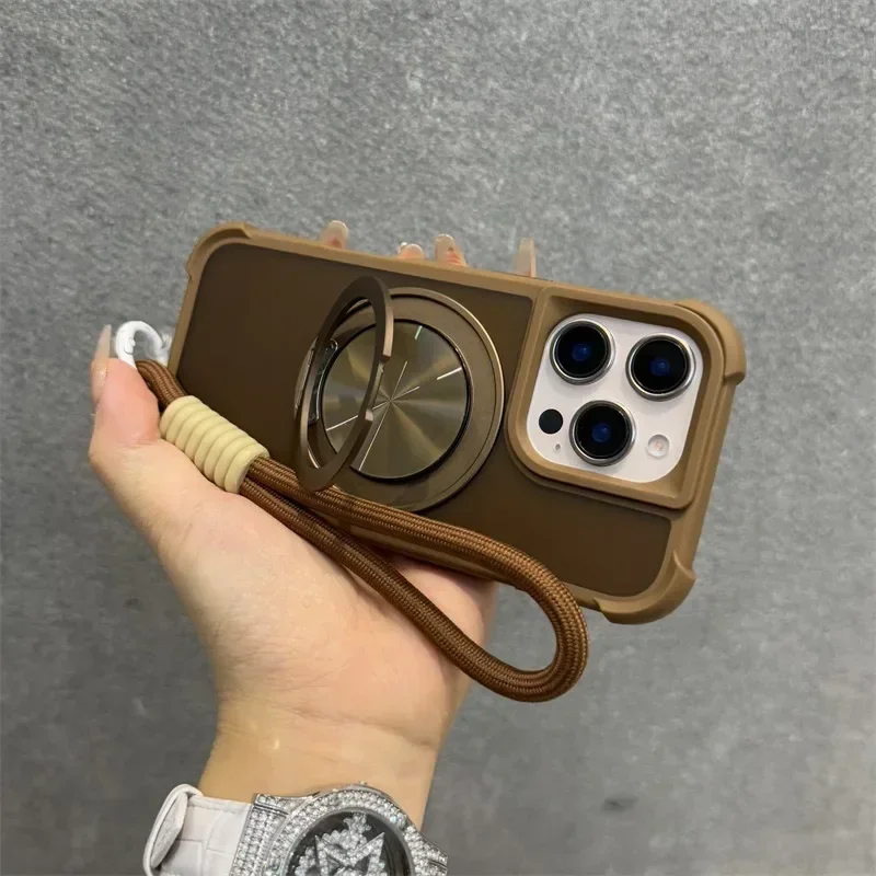 

Для Magsafe Armor Матовый прозрачный чехол с подушкой безопасности для IPhone 15 16 14 12 13 Pro Max 16 Plus Magsafe Поддержка чехла с ремешком на запястье