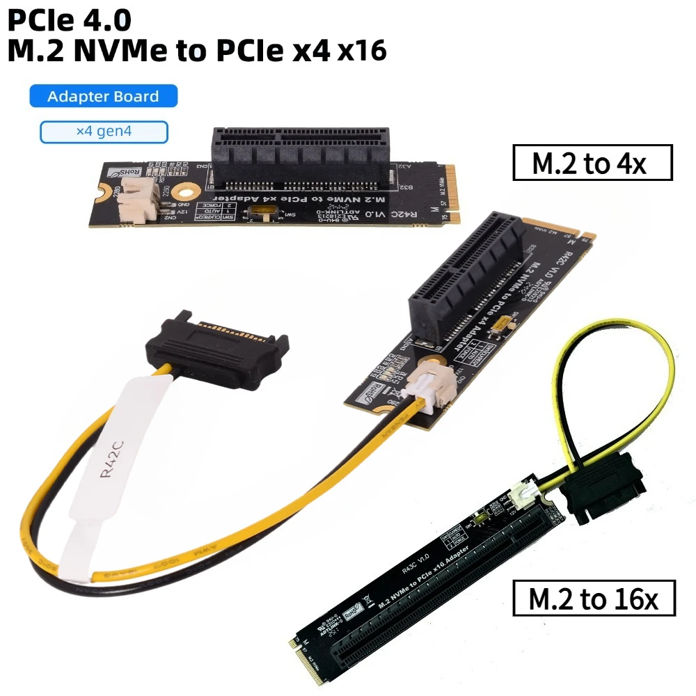 M.2 NVMe إلى PCIe X4 X16 التعدين محول لوحة دارات مطبوعة PCI-E 4.0 ل M2 MKey 22110 2280 الناهض شبكة SSD USB محول بطاقة التوسع #1