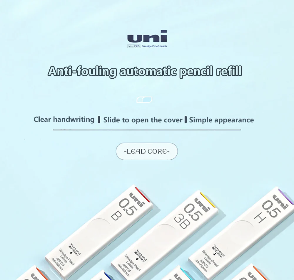 Japanisches Briefpapier Uni UL-S Automatische Mine Antifouling Verdickte schwarze, nicht zerbrechliche Studentenbleistiftmine 0,3/0,4/0,5/0,7/0,9 mm – Detail 3