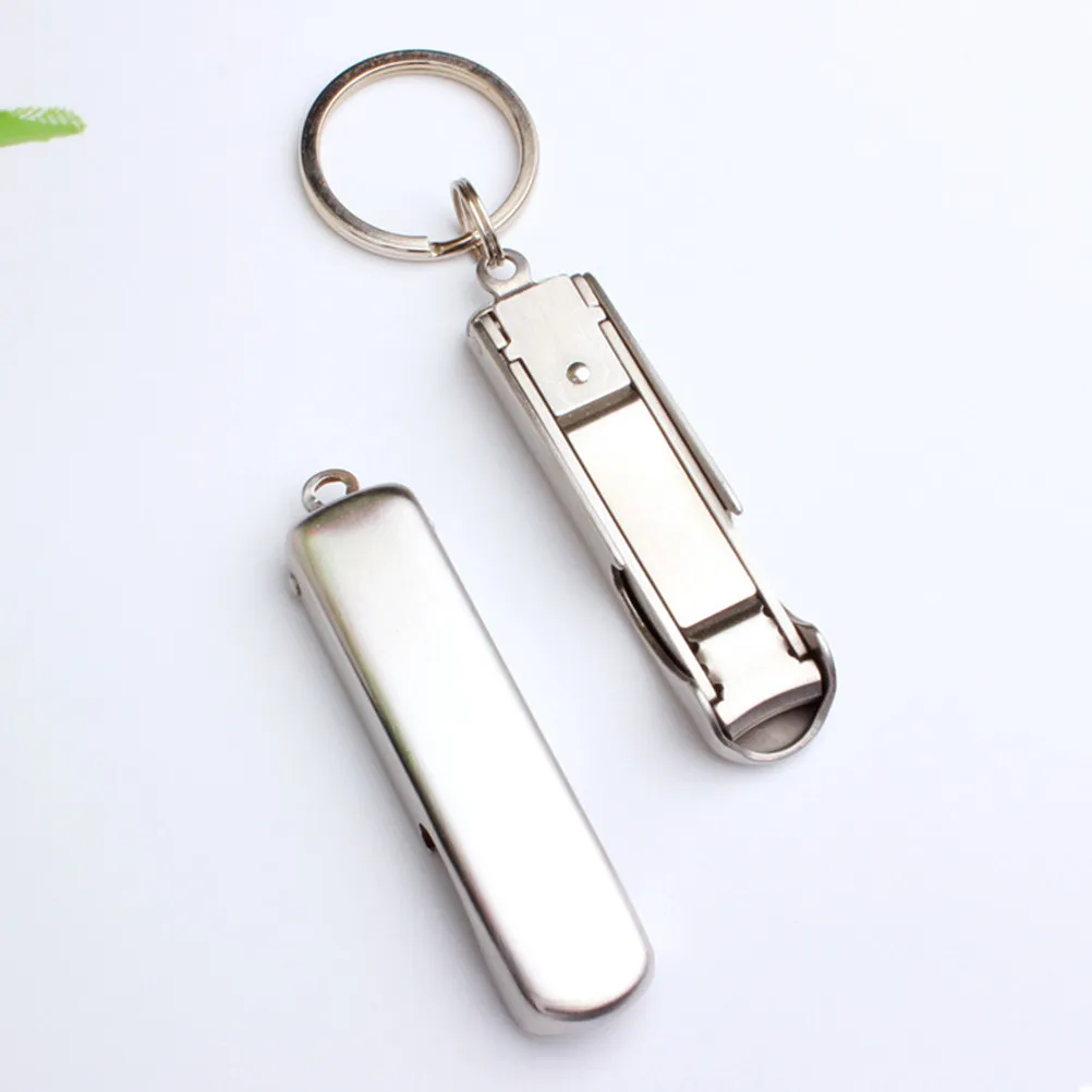 Stainless Steel Nail Clipper Keychain Folding Bottle Opener Durable Manicure Cutter Travel Nail Care Tool