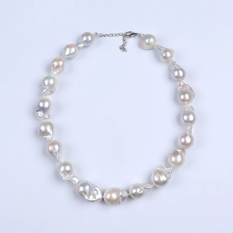 

13-15mm freshwater pearl jewelry necklace with sterling silver clasp