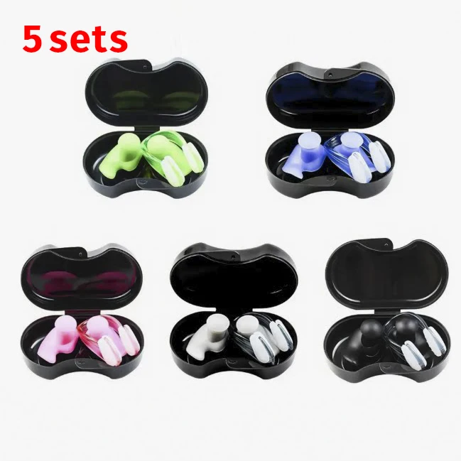 5 sets Waterproof Silicone Nose Clip And Ear Plug Set - Suitable For Swimming, Diving, And Fitness, A Must-Have For Water Activi