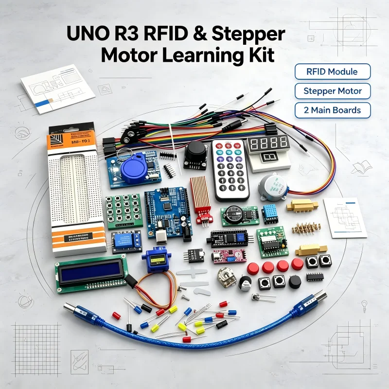 RFID Stepper Motor Learning Kit Compatible with UNO R3, 2 Main Boards Complete Electronic Starter Kit DIY Programming Experiment