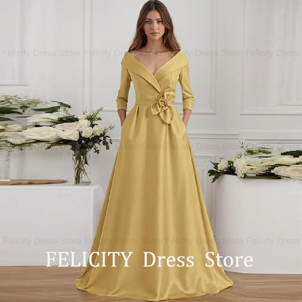 

Индивидуальные модные платья FELICITY для мам невесты с карманами, атласные, А-силуэт, для официальных мероприятий, свадебных гостей, вечеринок и торжественных вечеров