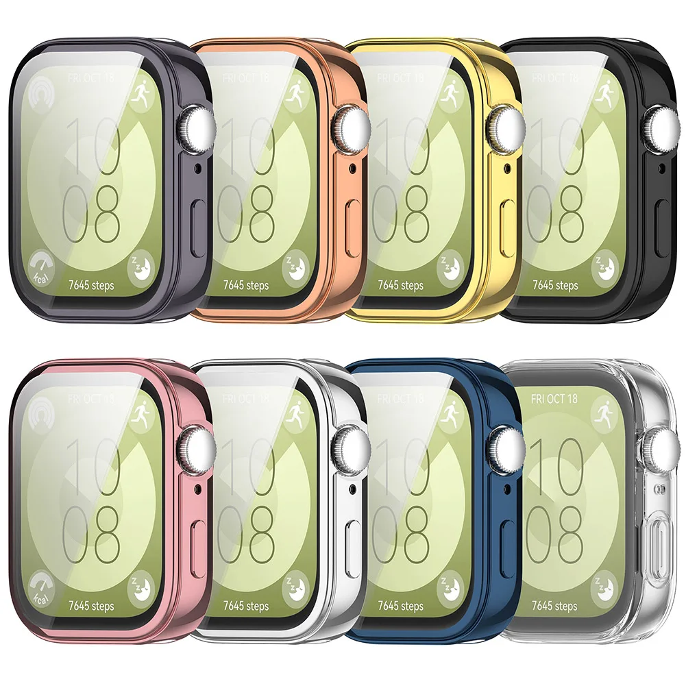 TPU Case Soft Full Bumper Protective Cover Dustproof Watch Protective Shell Watch Bumper Screen Protector for Huawei Watch Fit 3