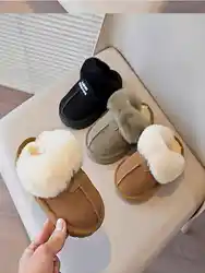 2024 nuove ragazze semplici pantofola fascia elastica moda bambini dita dei piedi avvolto inverno caldo ragazzi bambini scarpe di cotone Casual antiscivolo carino