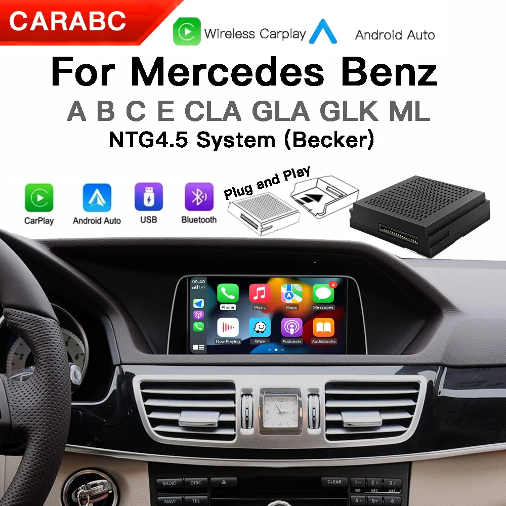 Wireless Carplay Suitable For Mercedes Benz A B C E CLA GLA GLK ML Sprinter NTG4.5 Becker Module Android Auto Navigation box