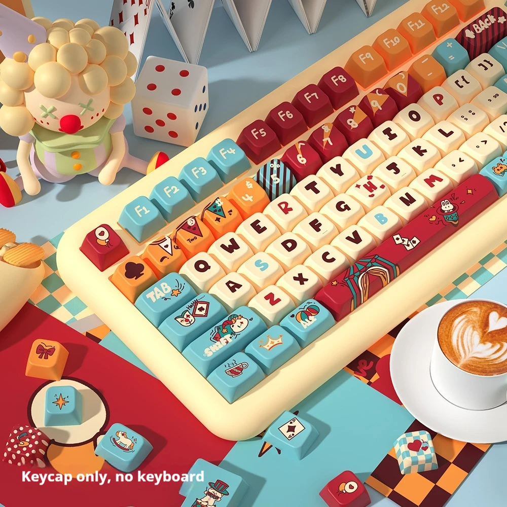 Cat Circus Theme Keypad 138/158key Mda Cherry Profile Pbt Hot Sublimation Mechanical Keyboard Animation Peripheral Game Keycap