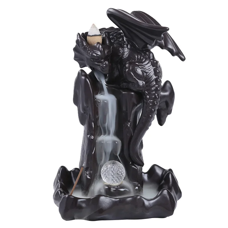 

+20Cones Dragon Ceramic Smoke Backflow Incense Holder Aromatherapy Furnace Smell Aromatic Home Decor Censer