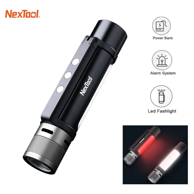 NexTool 6 in 1 Flashlight Outdoor LED IPX4 Waterproof Audible Alarm Function Emergency PowerBank Portable Light Emergency