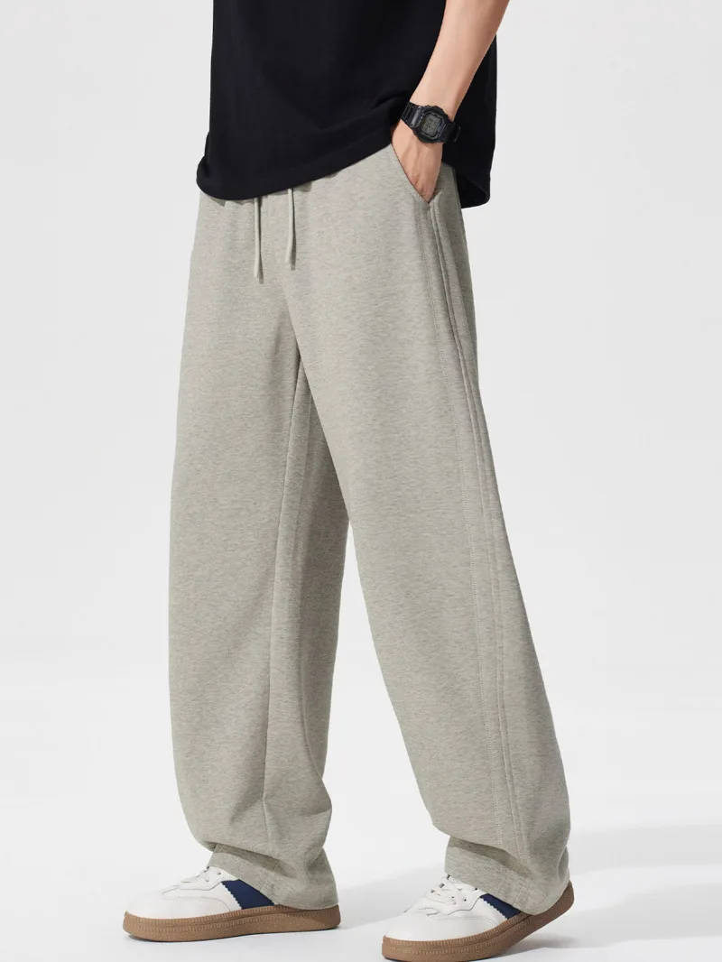 Mens Baggy Straight Pants 2026 Trendy Brand All-Match Breathable Straight Leg Sports Trousers Spring Autumn  Sports Sweatpants