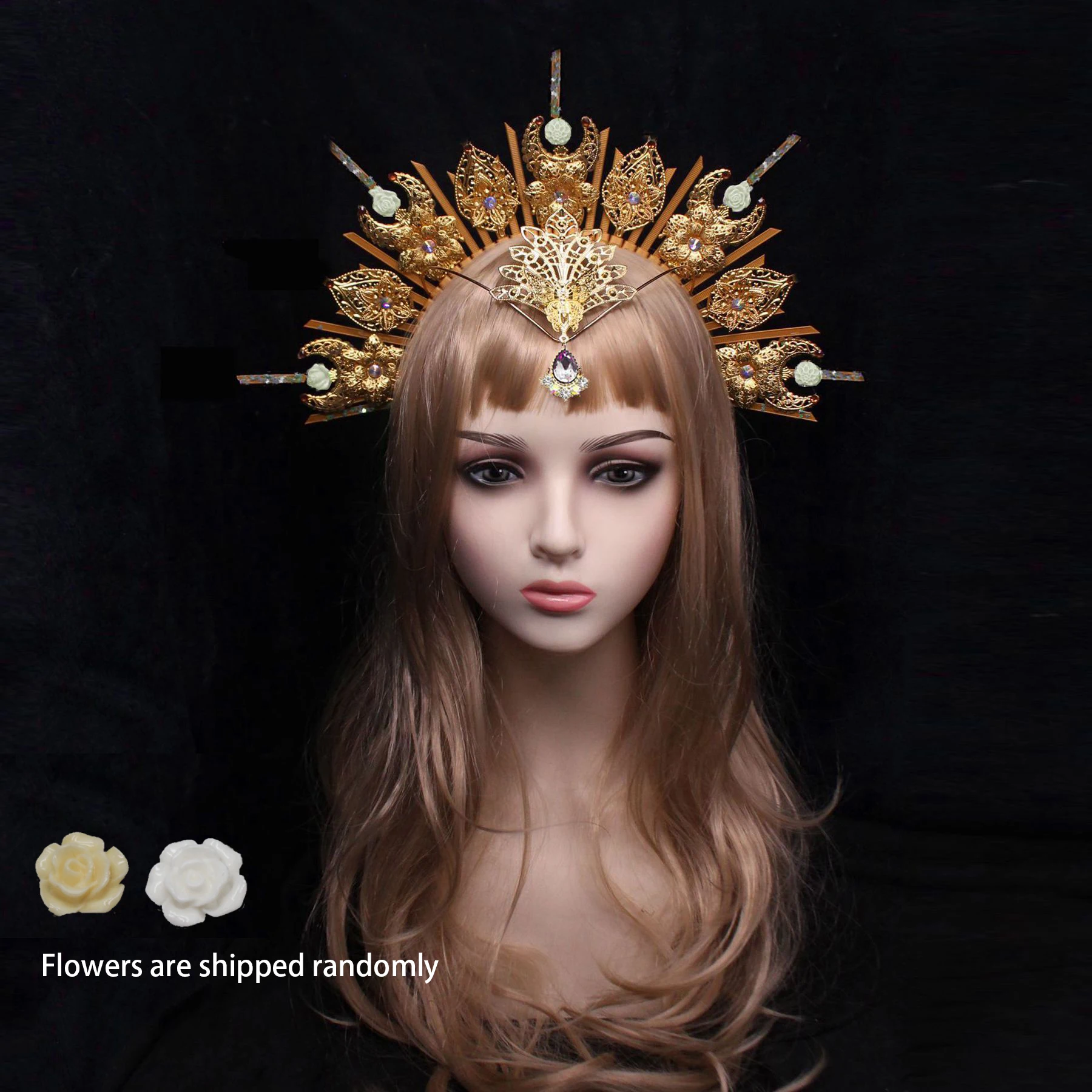 Handmade Goddess Halo Crown Costume Makeup Party Headpiece  Nightclub Sun God Exaggerated Headband Bridal Hair Accessory